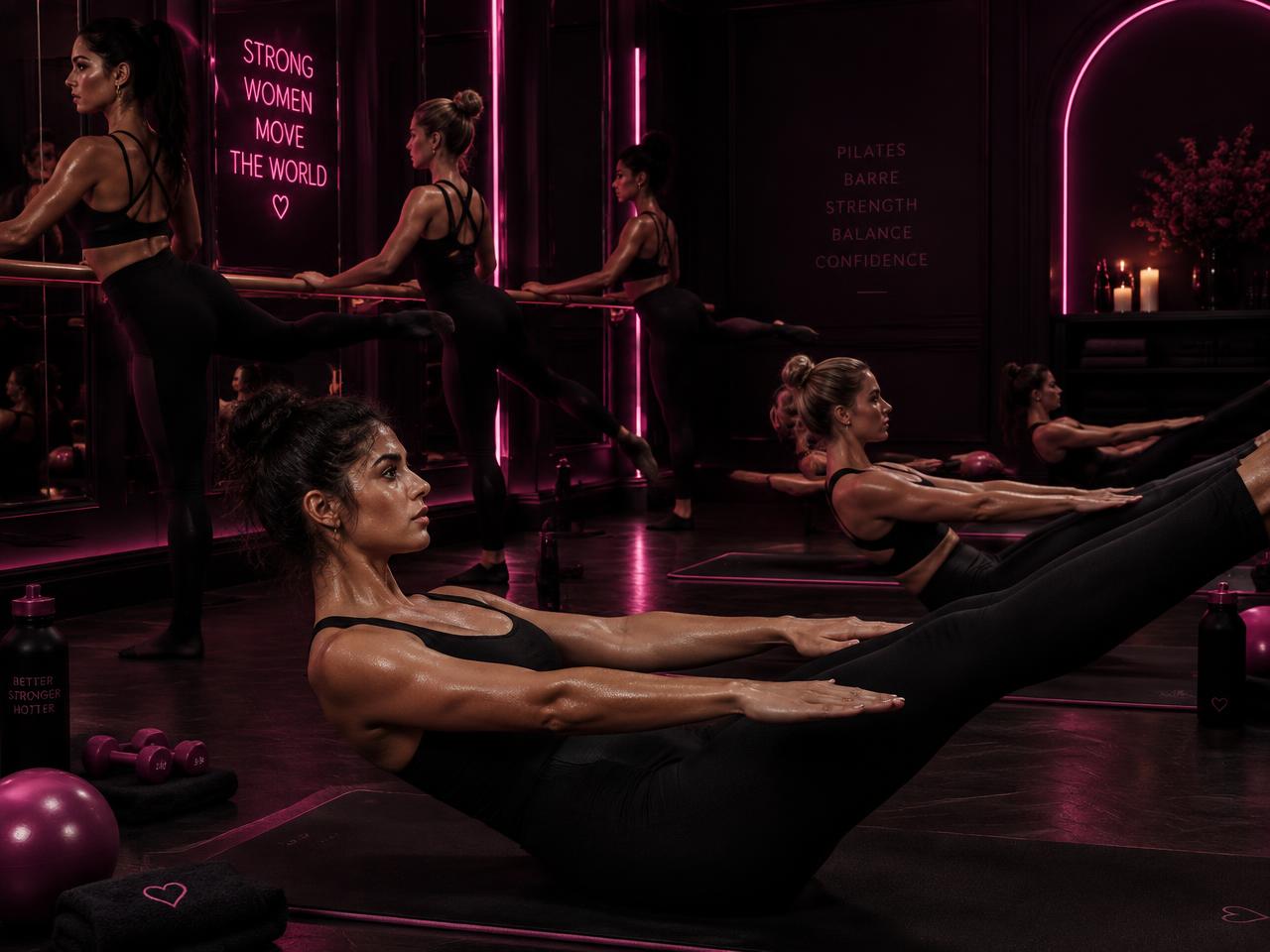 Frauen bei Mat Pilates und Barre im Studio
